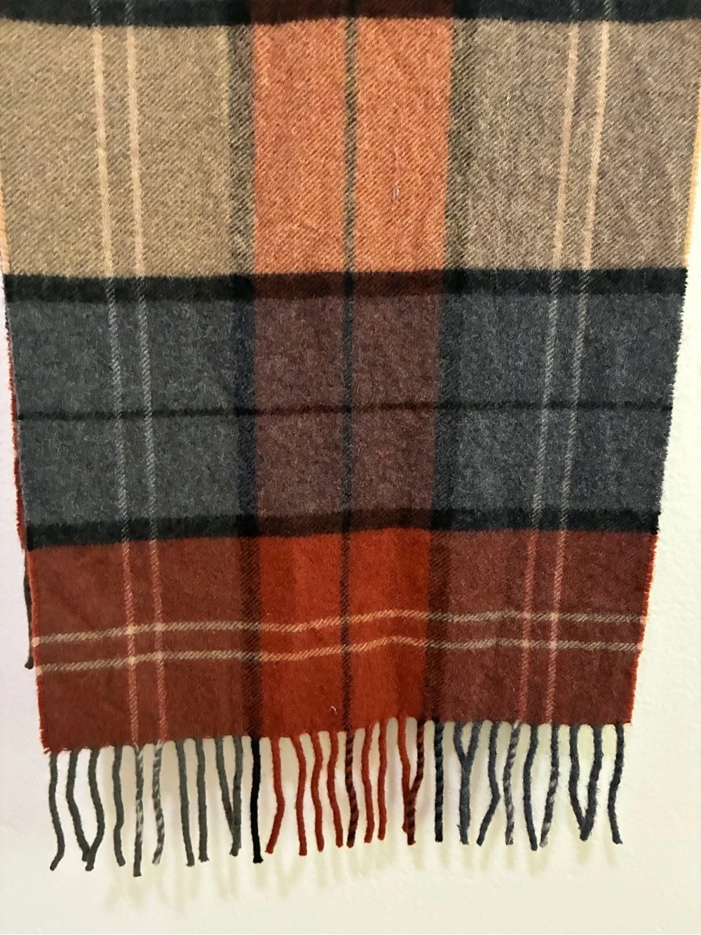 Jos. A. Bank Rust, Tan & Charcoal Plaid Cashmere Scarf
